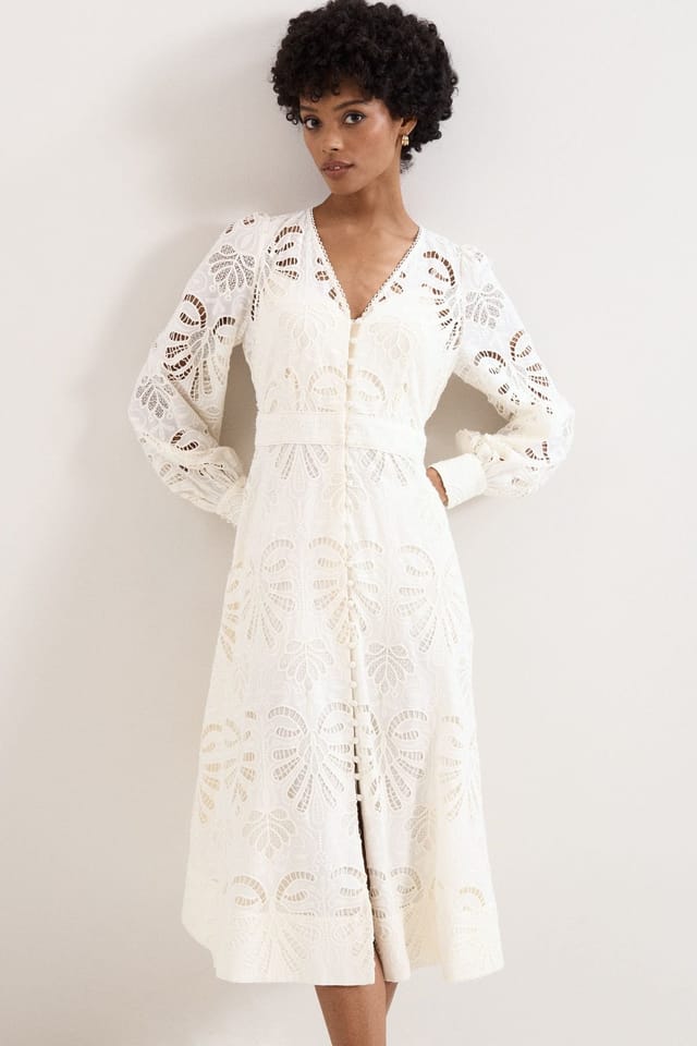 Phase Eight Phase Eight Women's Inara Midi Dress in Off-White - 3
