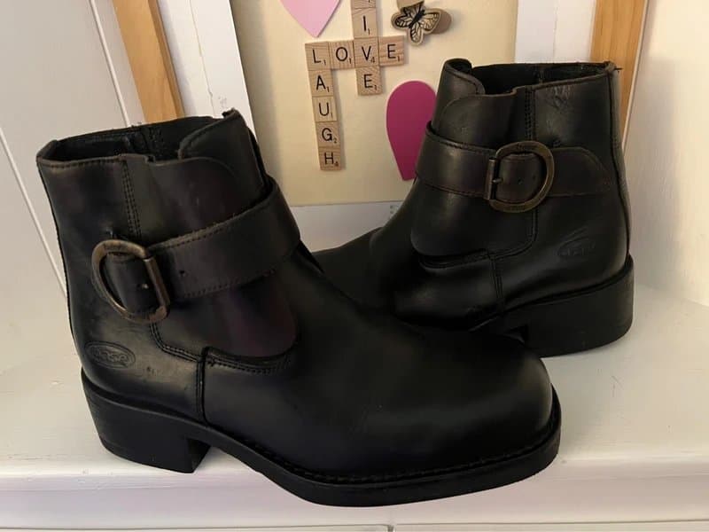 Dune Dune Black Buckle Detail Leather Ankle Boots -Size 7 .