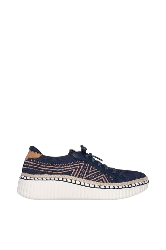 Skechers Skechers Women's Wilshire Boulevard Bellevue Two Tone Knit Lace Slip On Trainer Navy - 2