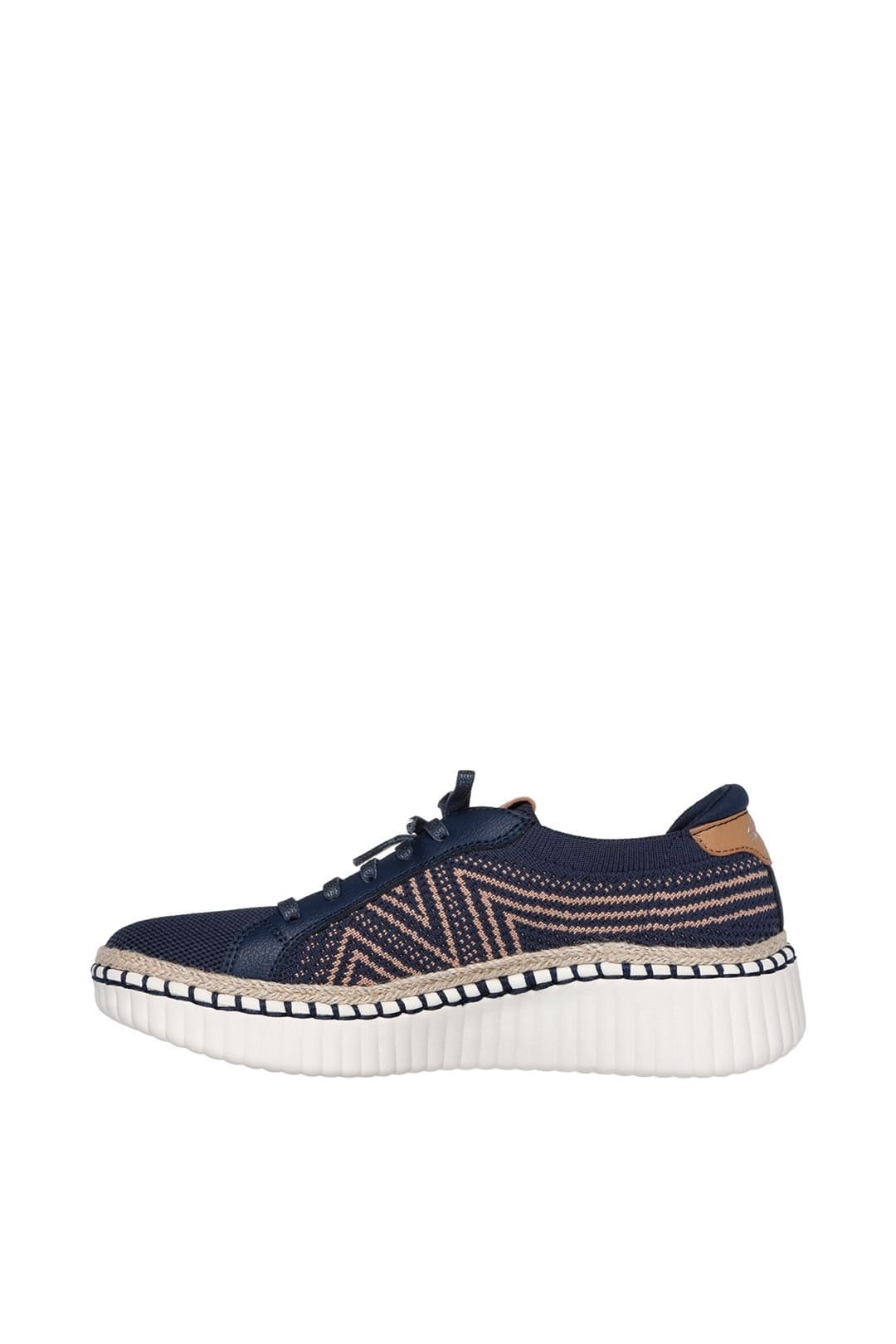 Skechers Skechers Women's Wilshire Boulevard Bellevue Two Tone Knit Lace Slip On Trainer Navy - 4