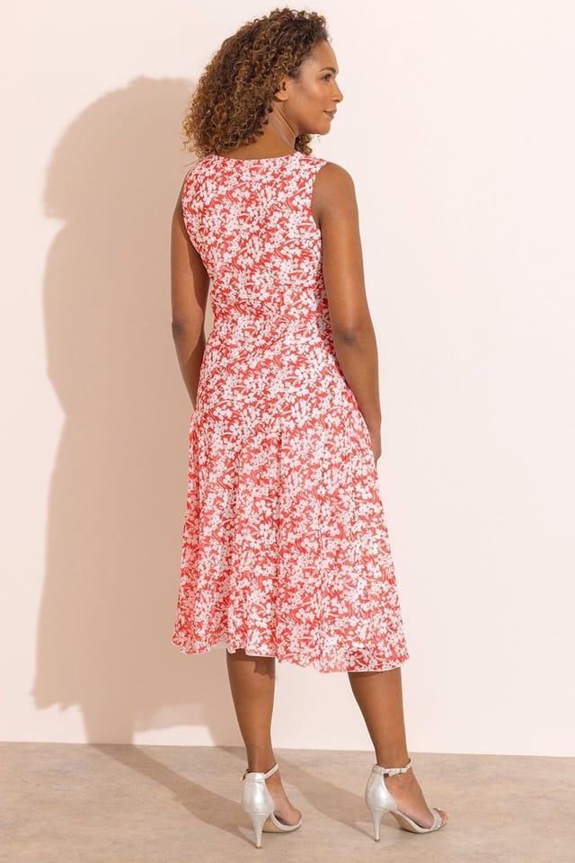 Anna Rose Anna Rose Women's Floral Cowl Neck Shimmer Dress in Red - 3