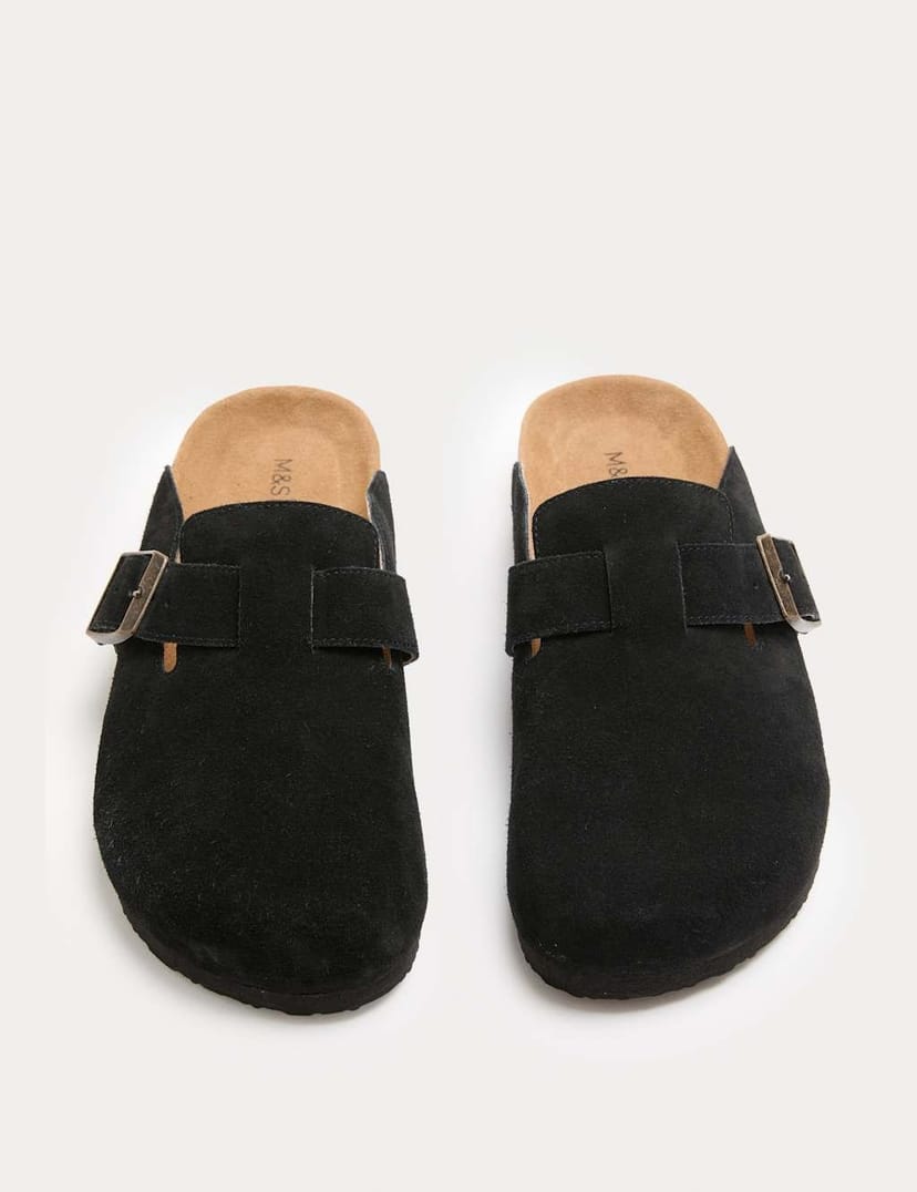 Marks & Spencer M&S Suede Corkbed Mule Black - 1