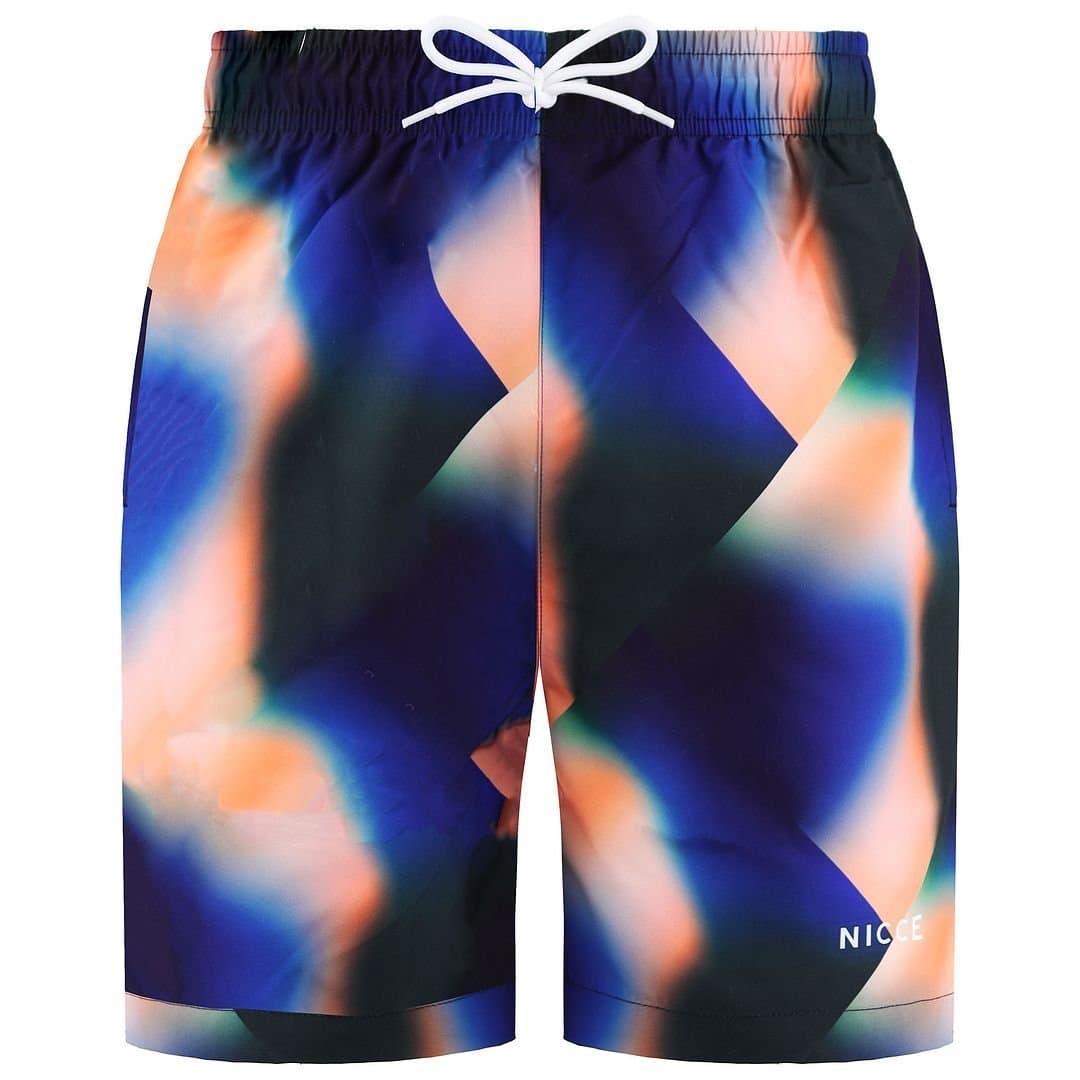 Nicce Nicce Men's Stretch Waist Printed Multicoloured Paradise Swim Shorts