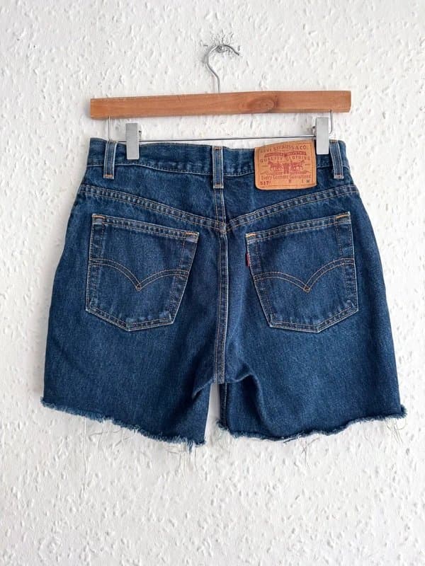 Levis Vintage Levi's 517 High Waisted Dark Wash Cut Off Denim Shorts Size M