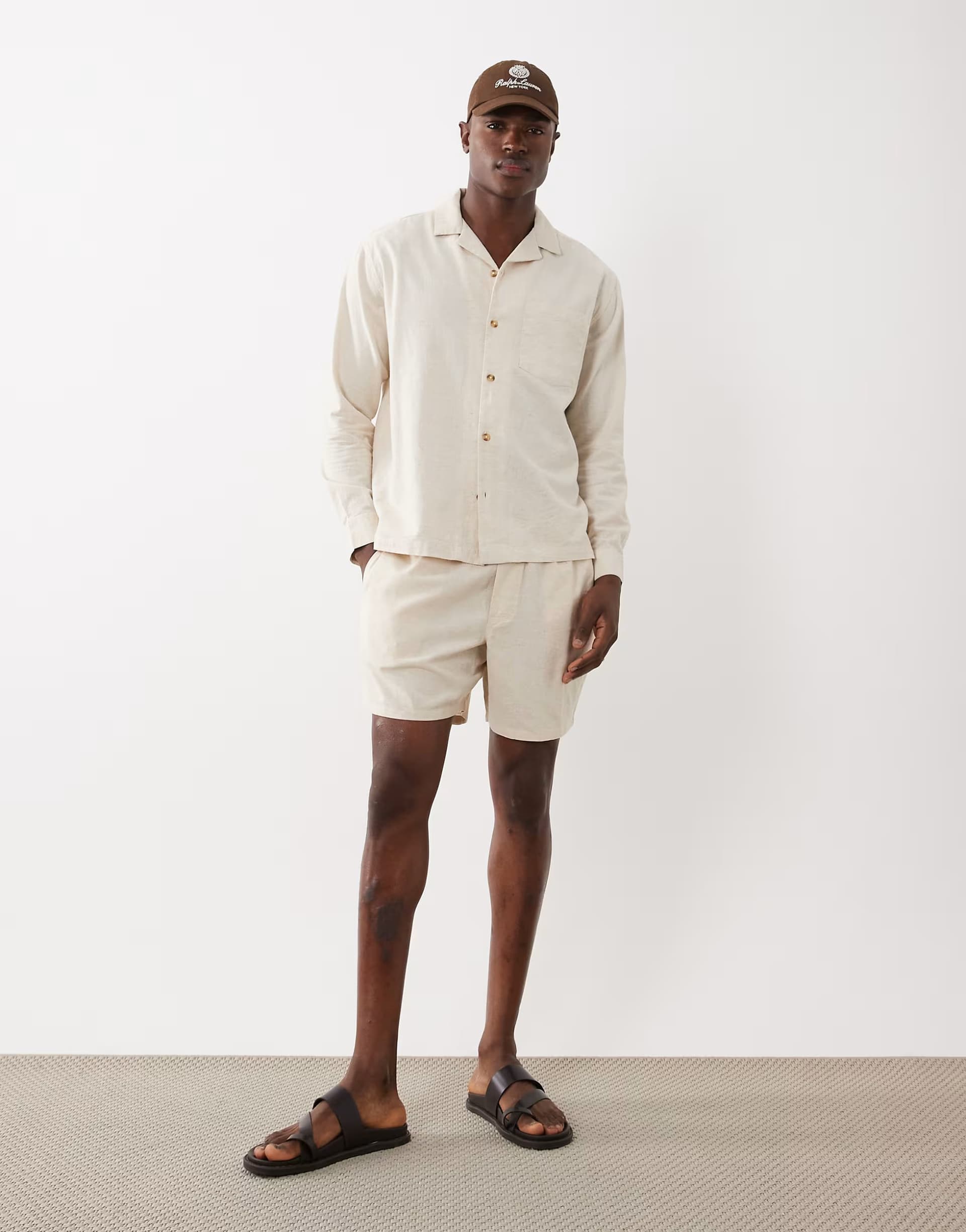 ASOS ASOS DESIGN co-ord with linen in natural
