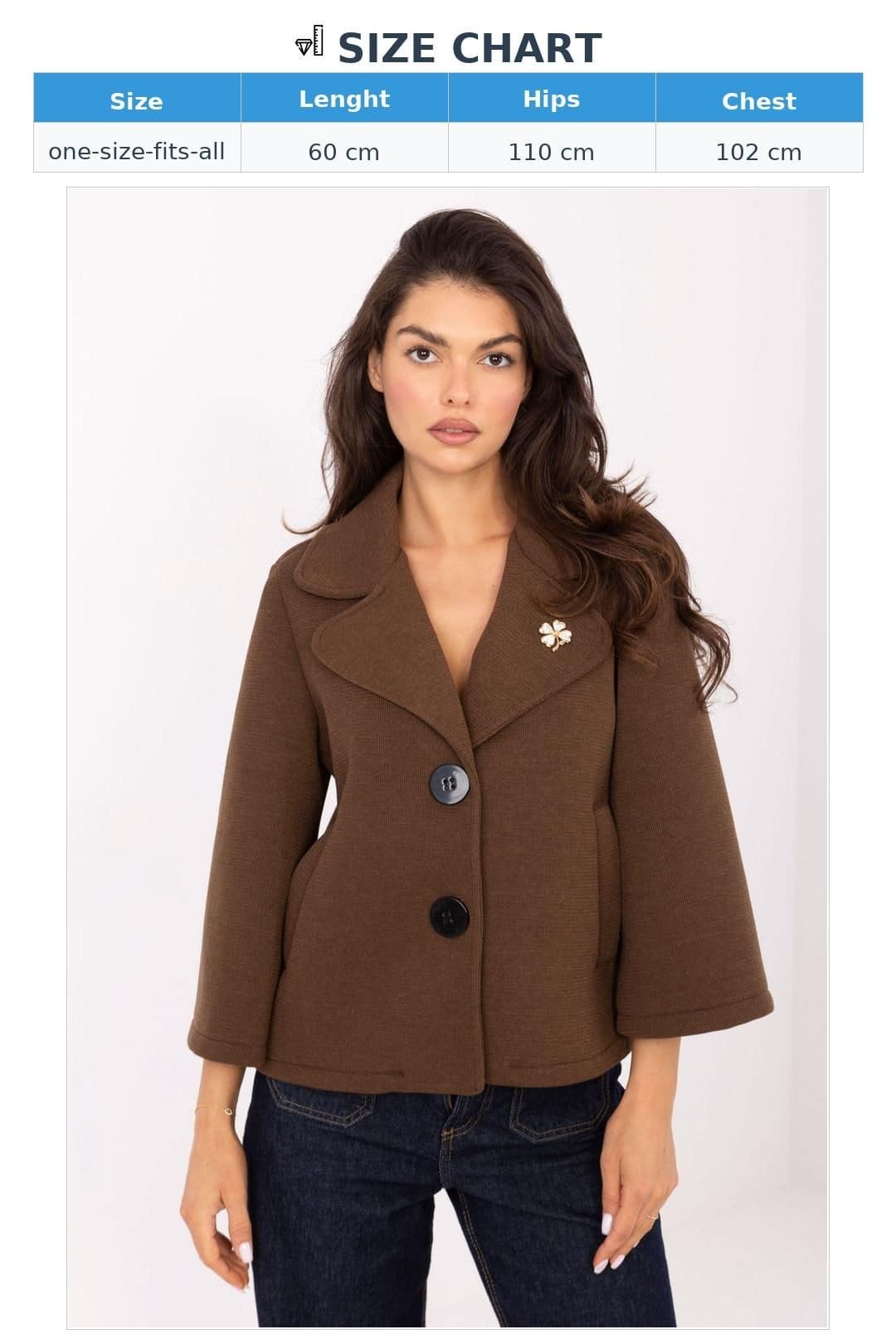 Love Lace Love Lace Women's Elastane Blend 3/4 Sleeve Lapel Coat in Brown - 4