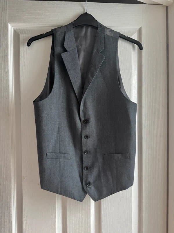 Charles Tyrwhitt Charles Tyrwhitt Grey Birdseye Wool Men’s Waistcoat 40R – 100% Wool  Suit Vest RRP £90