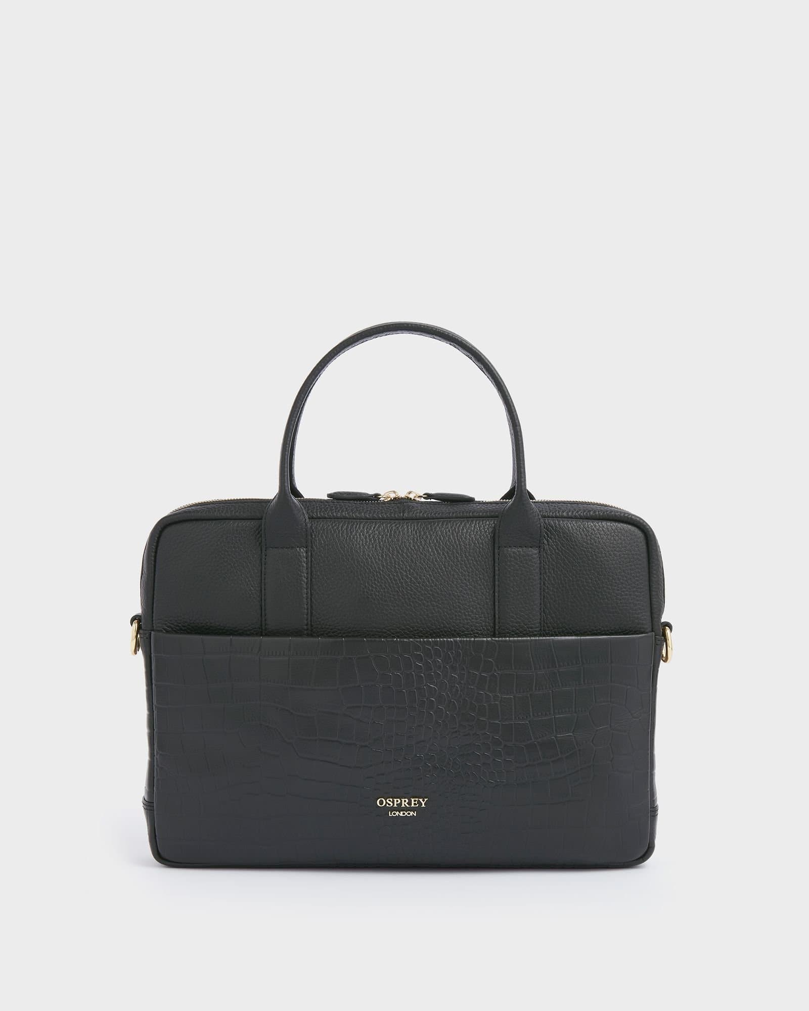 OSPREY LONDON OSPREY LONDON Women's The Kellie Leather Laptop Bag in Black