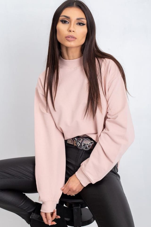 Love Lace Love Lace Women's Soft Cotton Long Sleeve Stand Collar Sweatshirt in Pink - 3