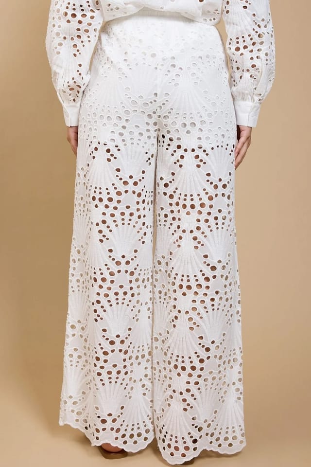 Little Mistress Little Mistress Women's White Broderie Trousers - 2