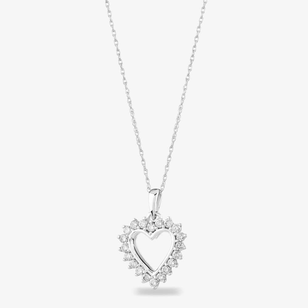 T.H.Baker T.H.Baker Women's 9ct White Gold 0.50ct Open Heart Pendant TH0121805 in Silver