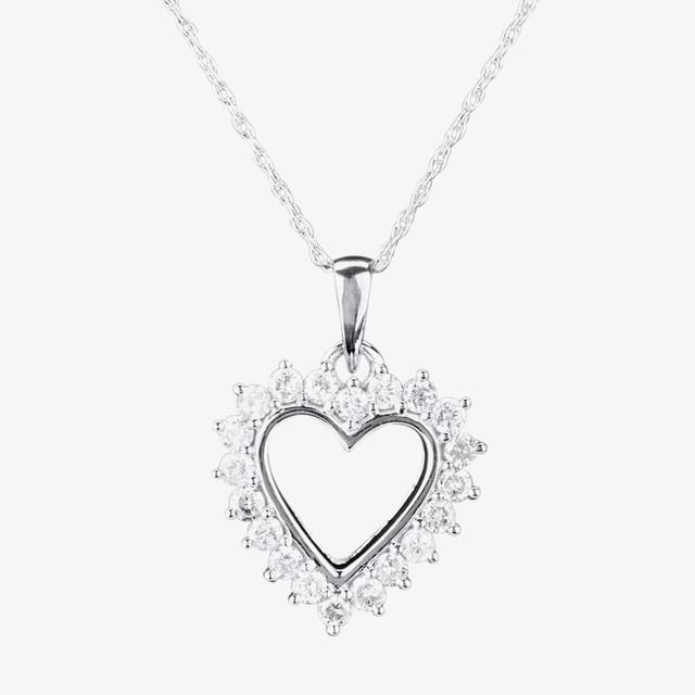 T.H.Baker T.H.Baker Women's 9ct White Gold 0.50ct Open Heart Pendant TH0121805 in Silver - 2