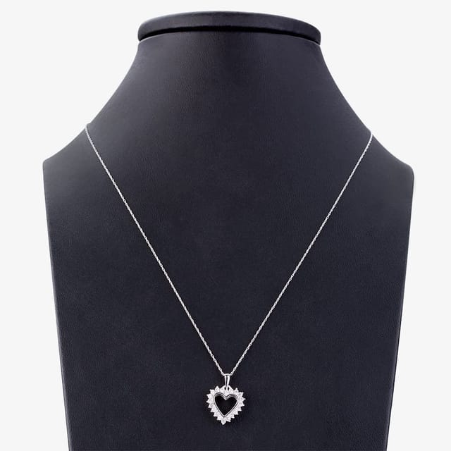 T.H.Baker T.H.Baker Women's 9ct White Gold 0.50ct Open Heart Pendant TH0121805 in Silver - 3