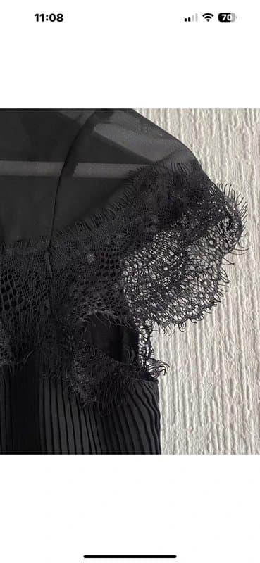 Topshop Black Crinkled Lace Top 6 Topshop