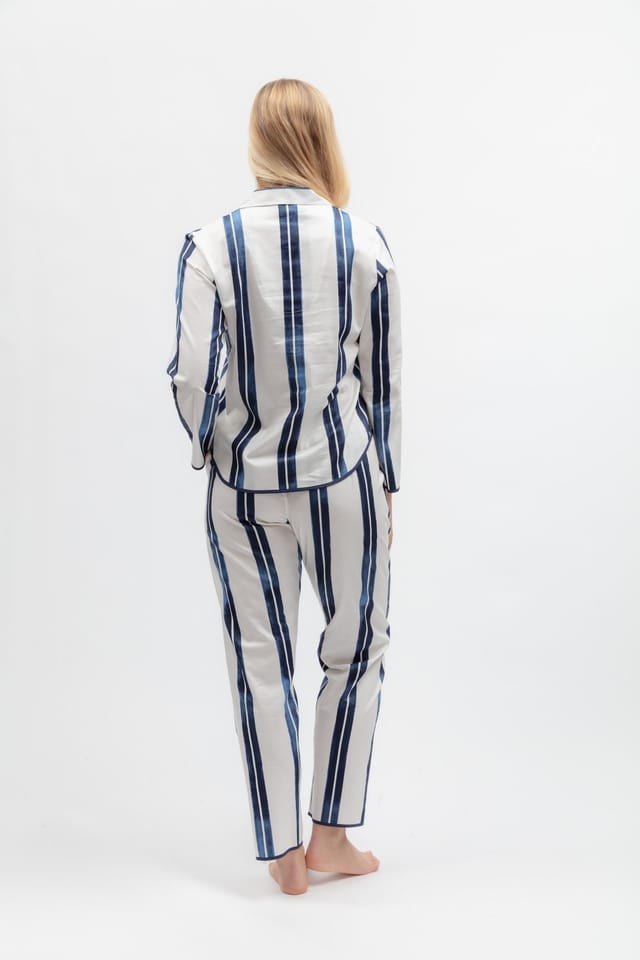 Cyberjammies Cyberjammies Women's Celestial Nights Navy Printed Stripe Long Sleeve Pyjama Set - 3