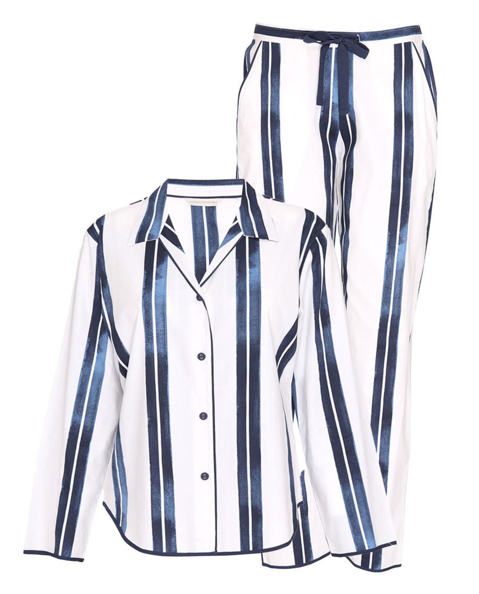 Cyberjammies Cyberjammies Women's Celestial Nights Navy Printed Stripe Long Sleeve Pyjama Set - 4