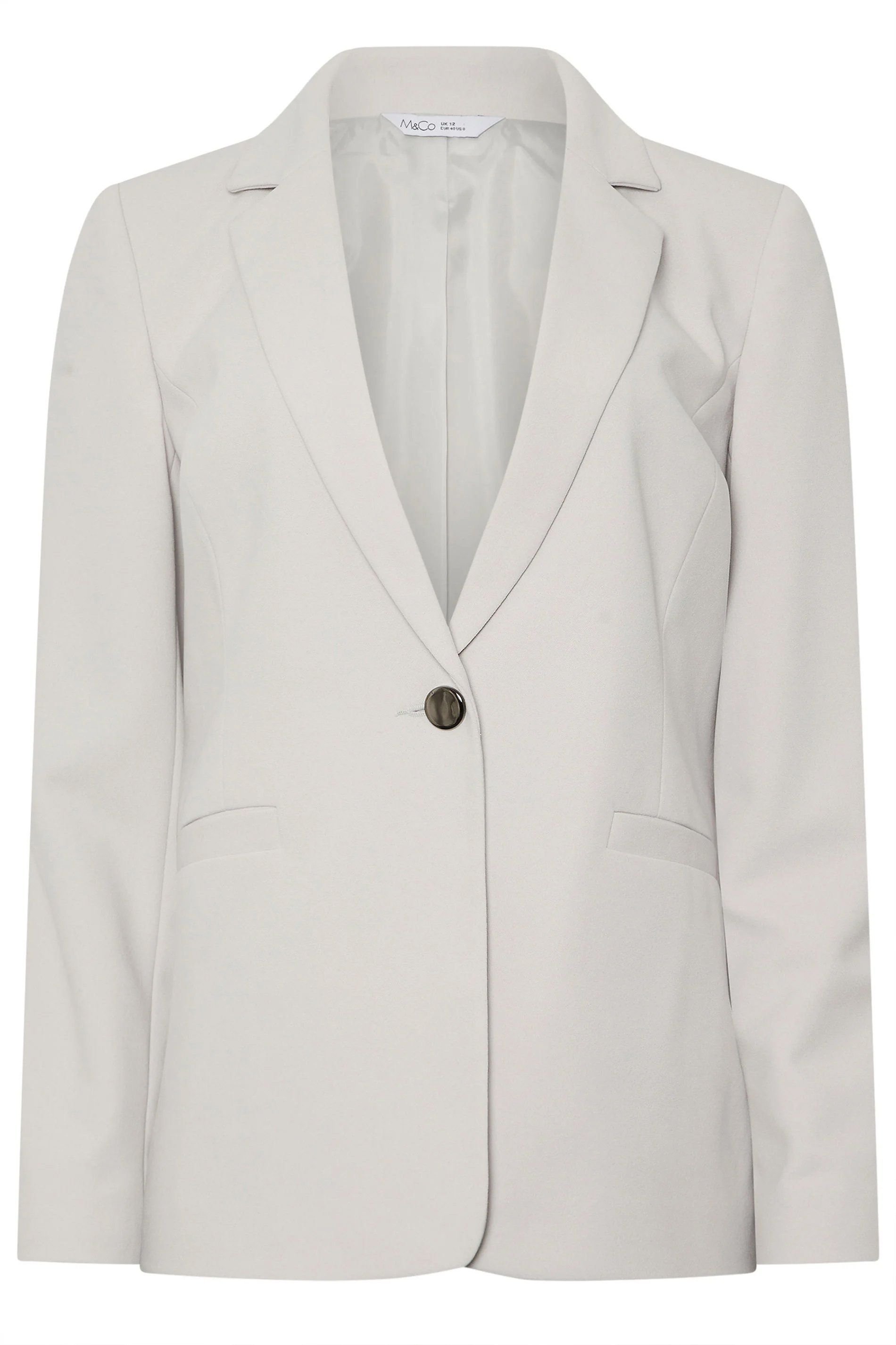 M&Co M&Co Women's Button Front Blazer in Grey - 2