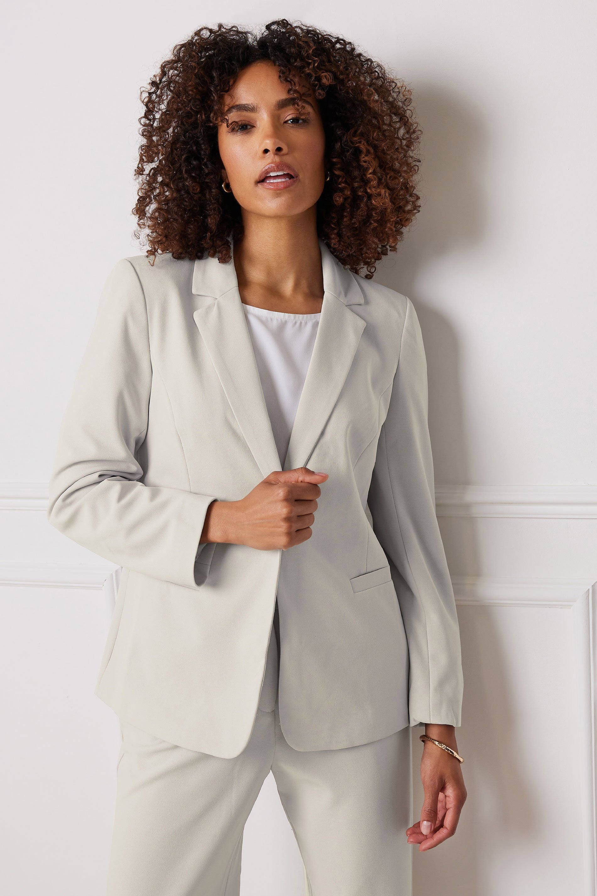 M&Co M&Co Women's Button Front Blazer in Grey - 3