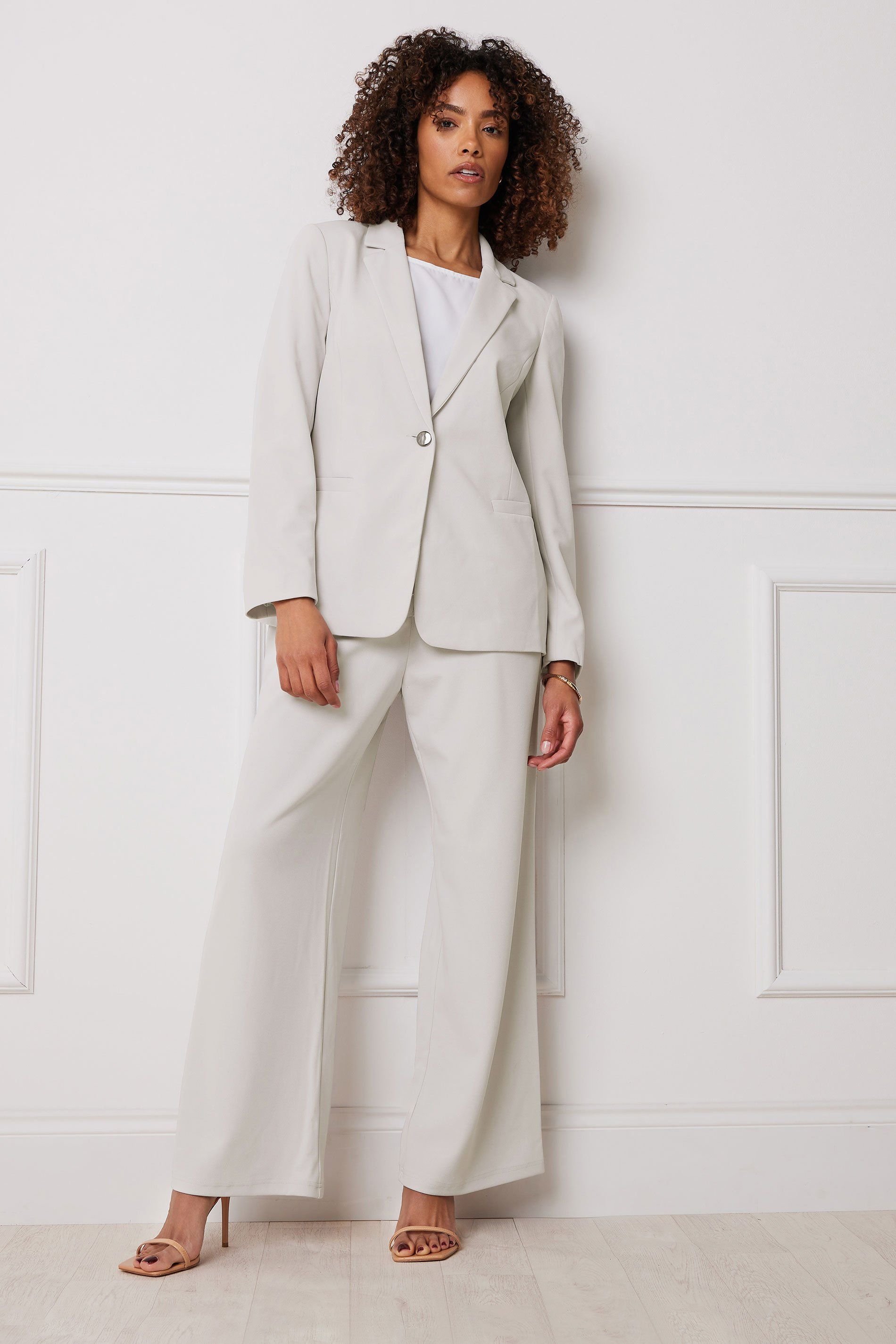 M&Co M&Co Women's Button Front Blazer in Grey - 4