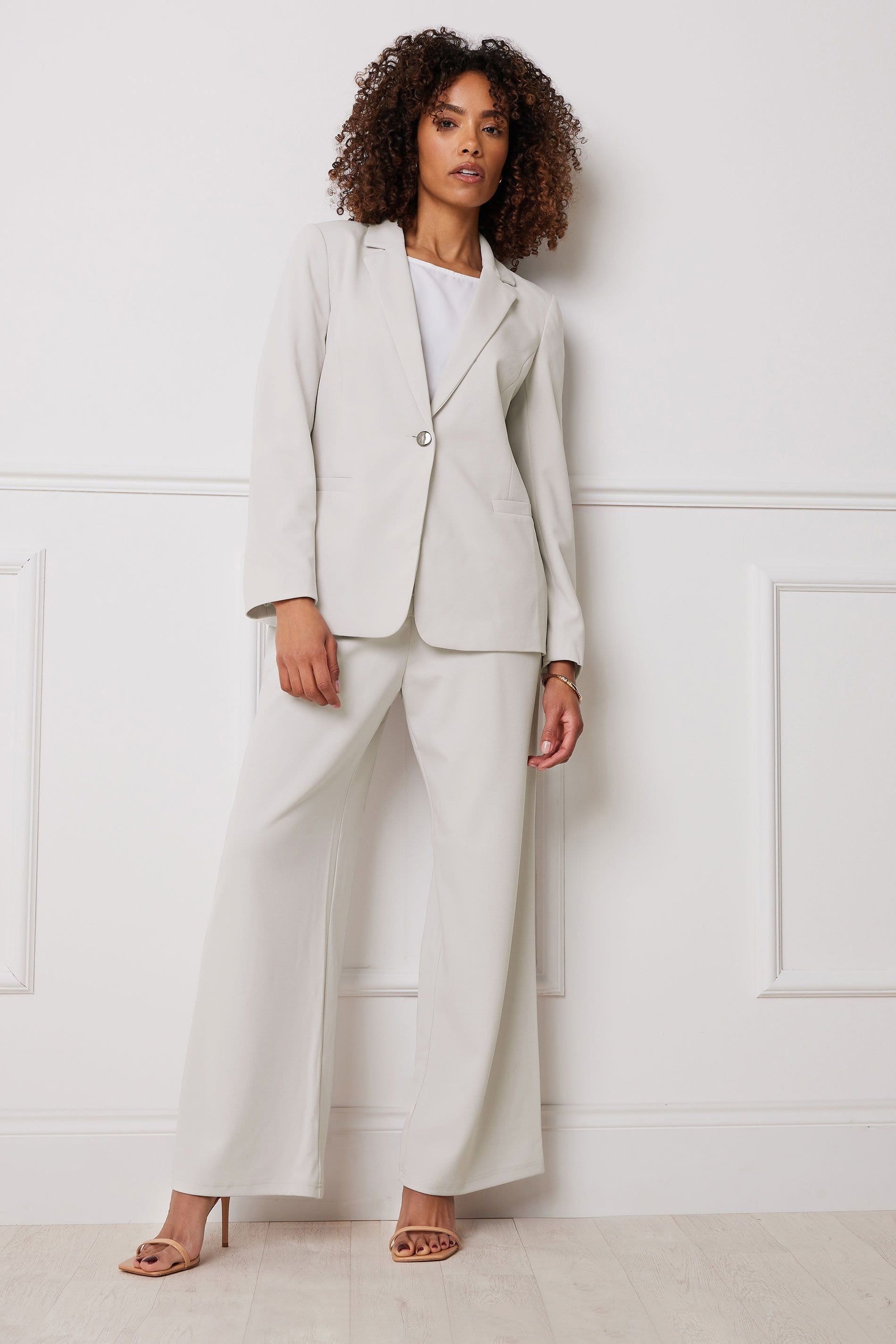 M&Co M&Co Women's Button Front Blazer in Grey - 4