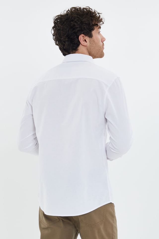 Threadbare Threadbare Men's Oxford Cotton 'Beacon' Long Sleeve Shirt in White - 2