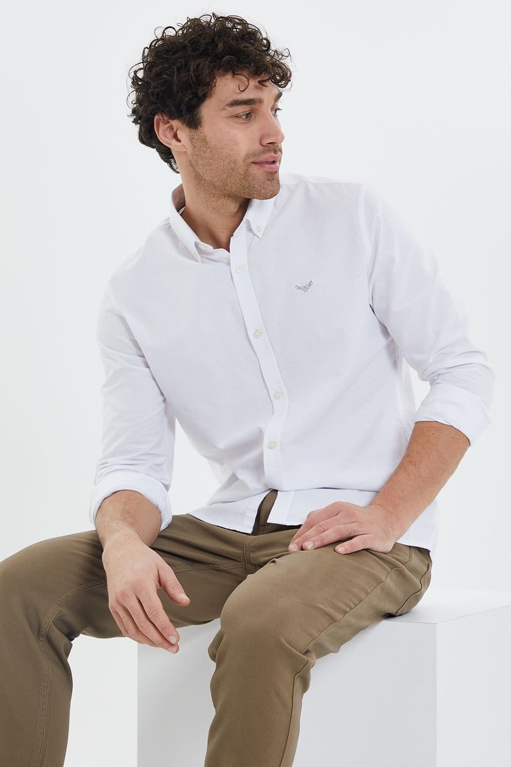 Threadbare Threadbare Men's Oxford Cotton 'Beacon' Long Sleeve Shirt in White - 4