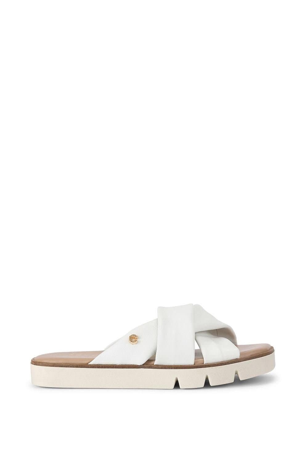Carvela Carvela White Leather Sandals with Cross Straps