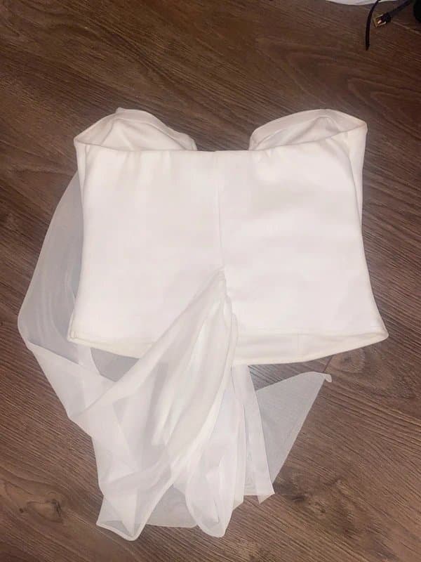 ASOS Design ASOS Design White Corset Top With Drape Mesh Crossover/Overlay