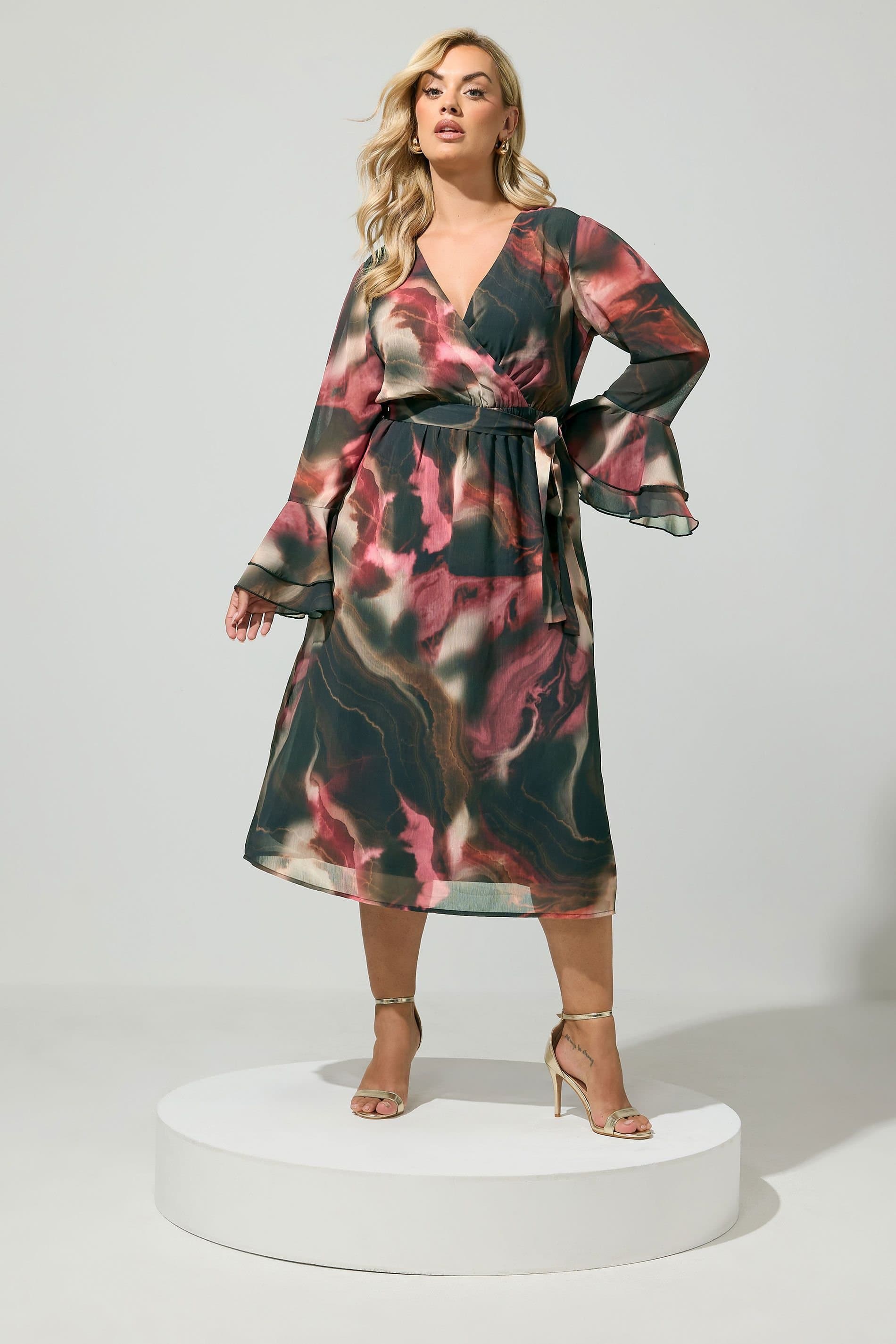 Yours Yours Women's Abstract Wrap Dress in Black