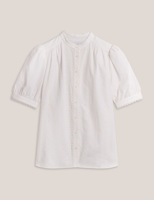 Hobbs London Hobbs London Women's Sawyer Embroidery Detail Blouse in Natural White - 2