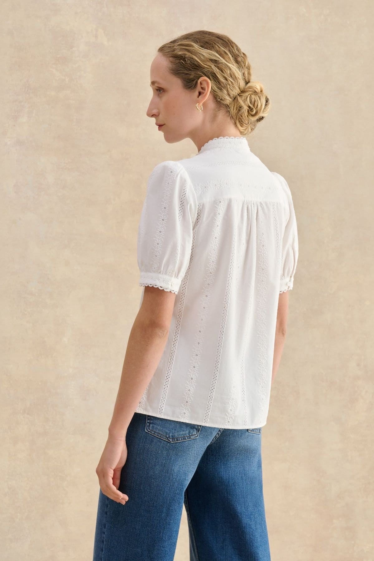 Hobbs London Hobbs London Women's Sawyer Embroidery Detail Blouse in Natural White - 4