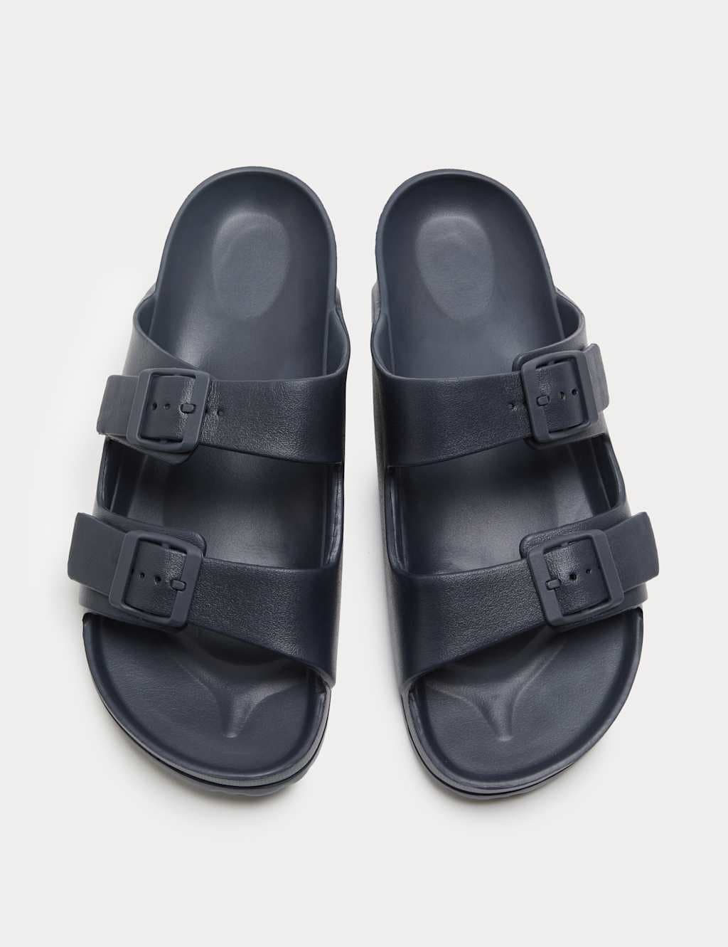 Marks & Spencer M&S Navy Leather Two Strap Slider Sandals