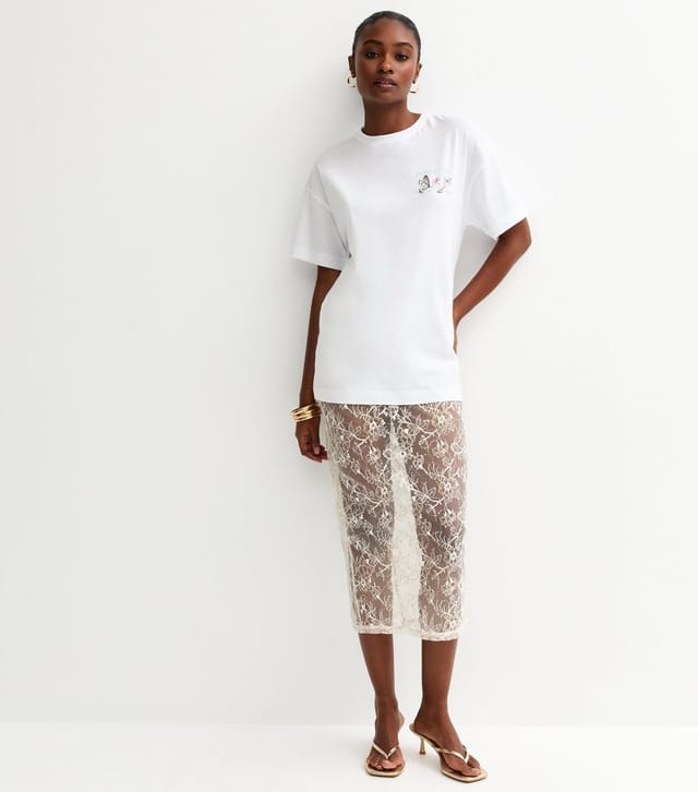 New Look Women's White Butterfly Print Oversized Tee New Look - 3