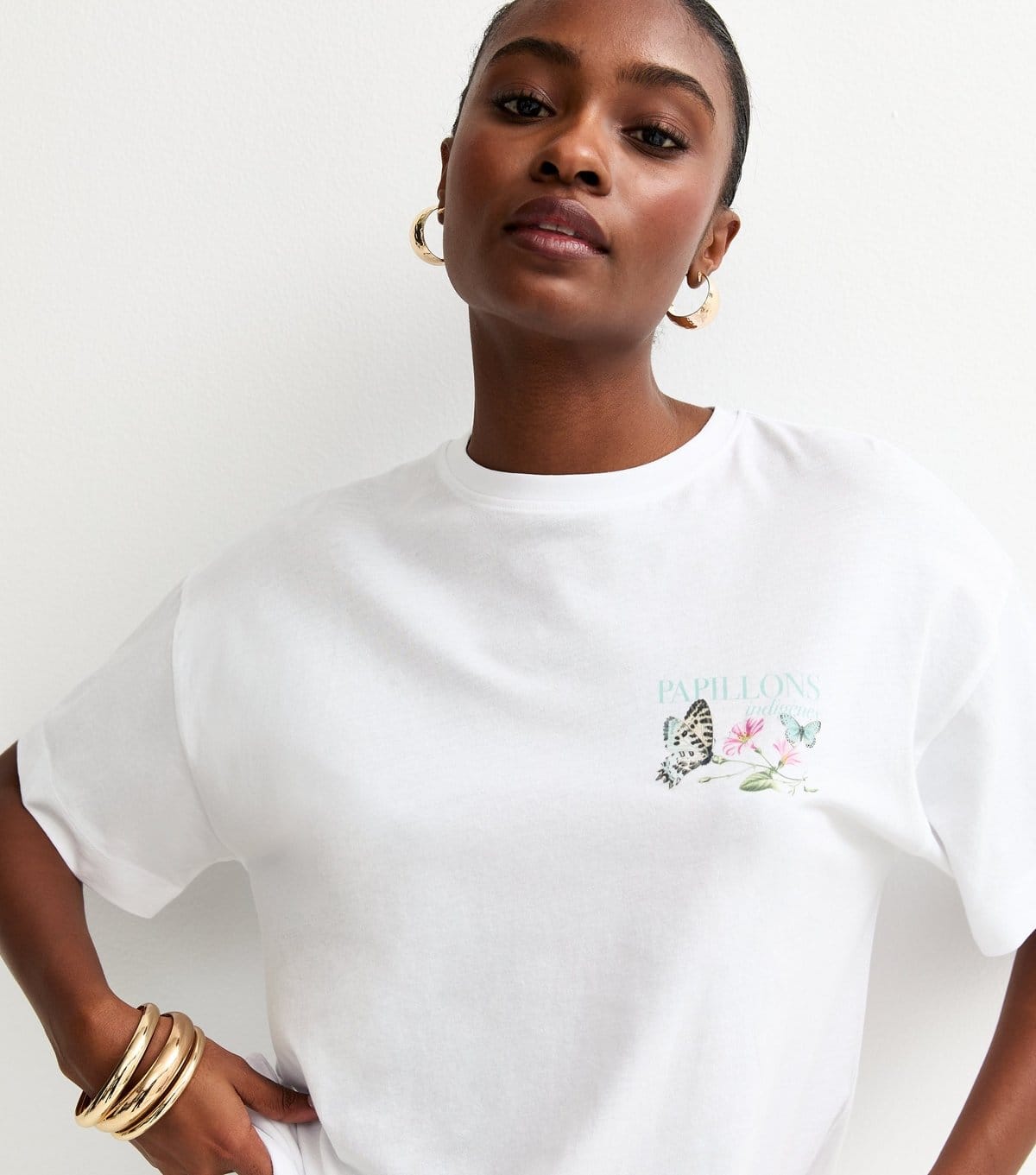 New Look Women's White Butterfly Print Oversized Tee New Look - 4