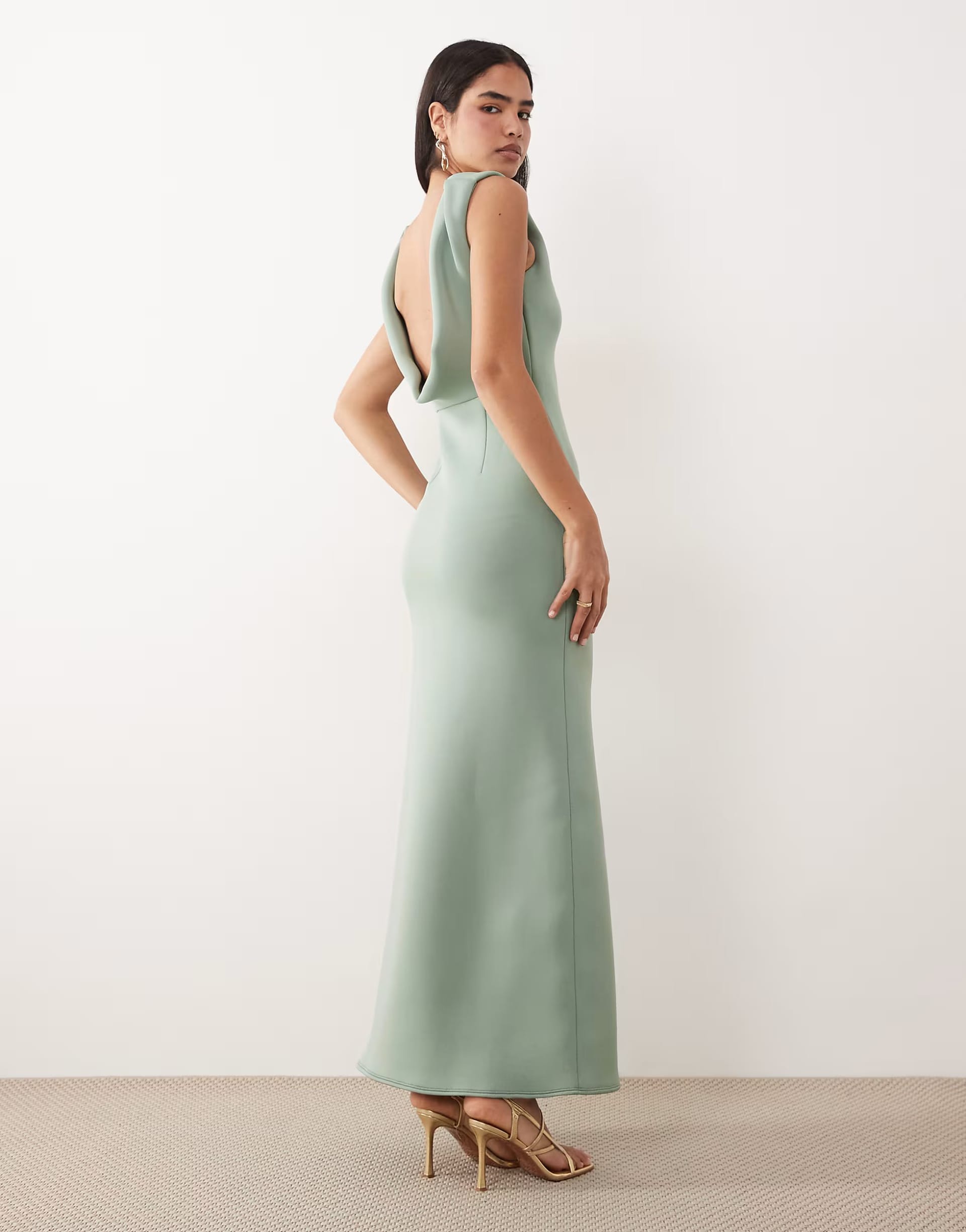 ASOS Sage Scuba-Style Scoop Neck Maxi Dress with Open Back