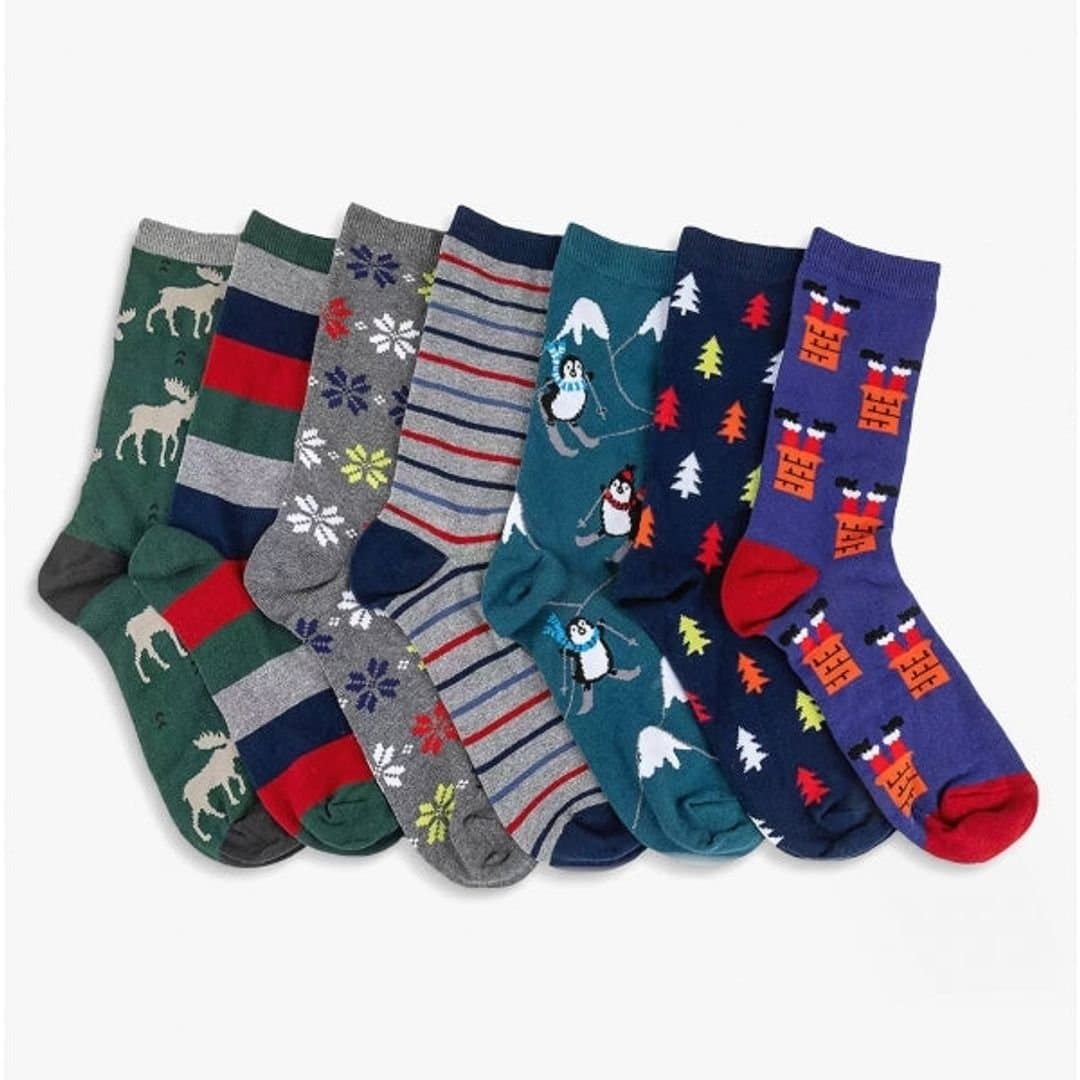 Totes Toasties Totes Toasties Men's Toasties 7 Days Of The Week Pull On Cotton Blend Socks Set