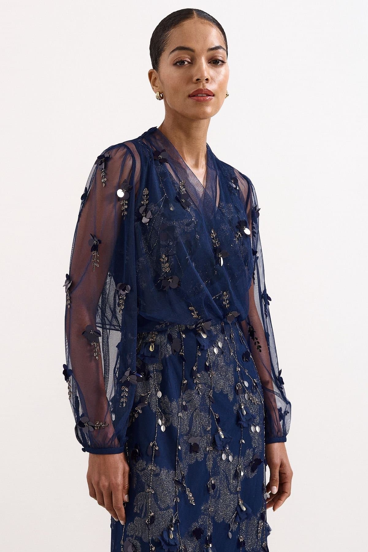 Phase Eight Phase Eight Women's Romita Sheer Wrap Cover-Up Midi Jacket in Dark Navy