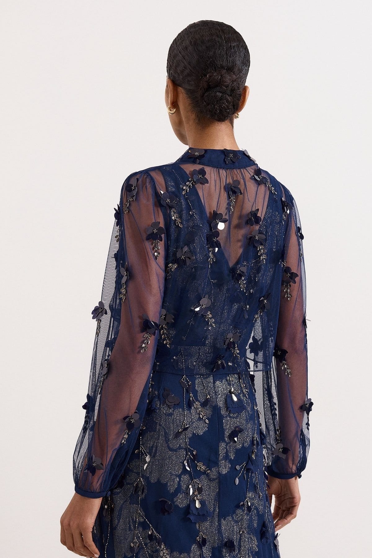 Phase Eight Phase Eight Women's Romita Sheer Wrap Cover-Up Midi Jacket in Dark Navy - 4