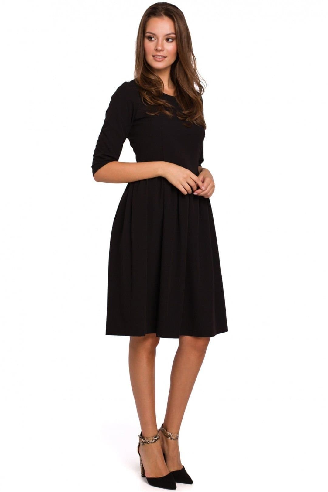 Love Lace Love Lace Women's Classic Flared Midi Dress with Covered Zip in Black