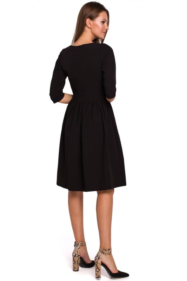 Love Lace Love Lace Women's Classic Flared Midi Dress with Covered Zip in Black - 2