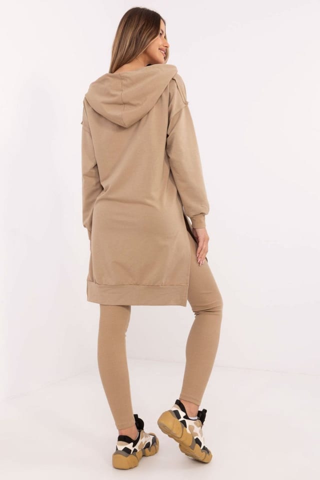 Love Lace Love Lace Women's Cotton Elastane Long Sweatshirt Leggings Set in Beige - 3