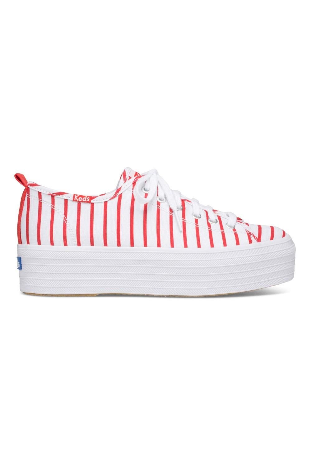keds Keds Women's 'Triple Up' Breton Stripe Canvas in White - 3
