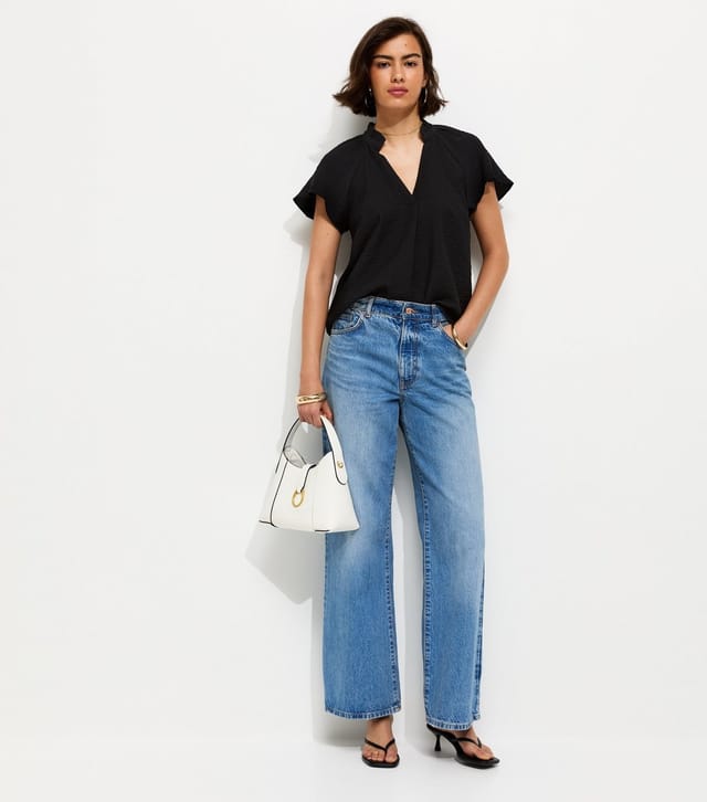 New Look Women's Black Crinkled Flutter Sleeve Blouse New Look - 2