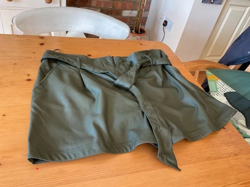 New Look Sage Green PU Belted Shorts