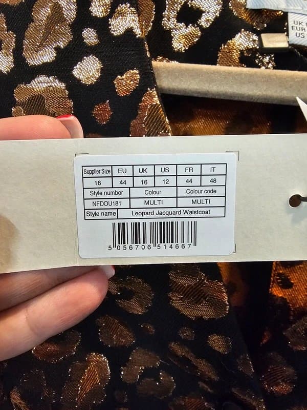 Never Fully Dressed BNWT size 16 leopard print Jacqued waistcoat by Never Fully Dressed- JTT33