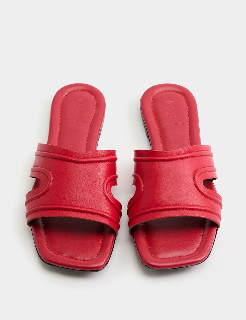 Marks & Spencer M&S Red Leather Flat Mules