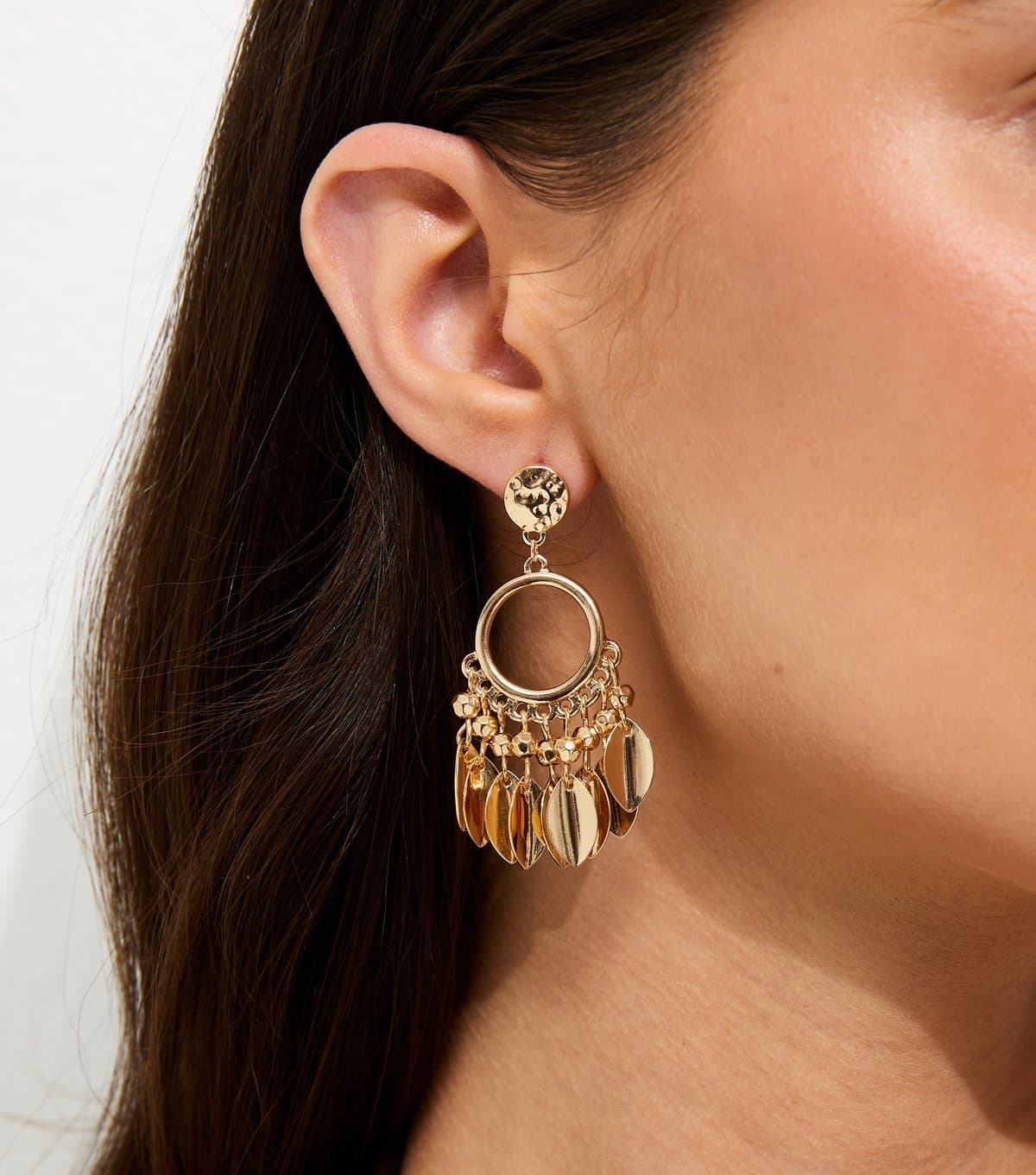 New Look Gold Tone Boho Circle Tassle Drop Earrings New Look