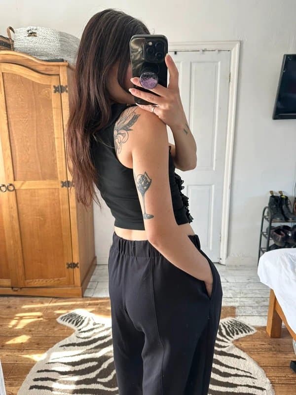 New Look ASOS black sleeveless ruffle gathered mesh top