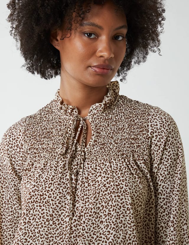 Blue Vanilla Shirred Cheetah Smock Dress - 2