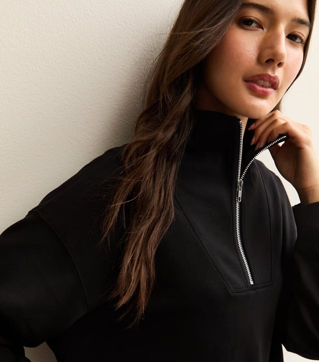 New Look Women's Premium Black Quarter Zip Sweatshirt New Look - 2